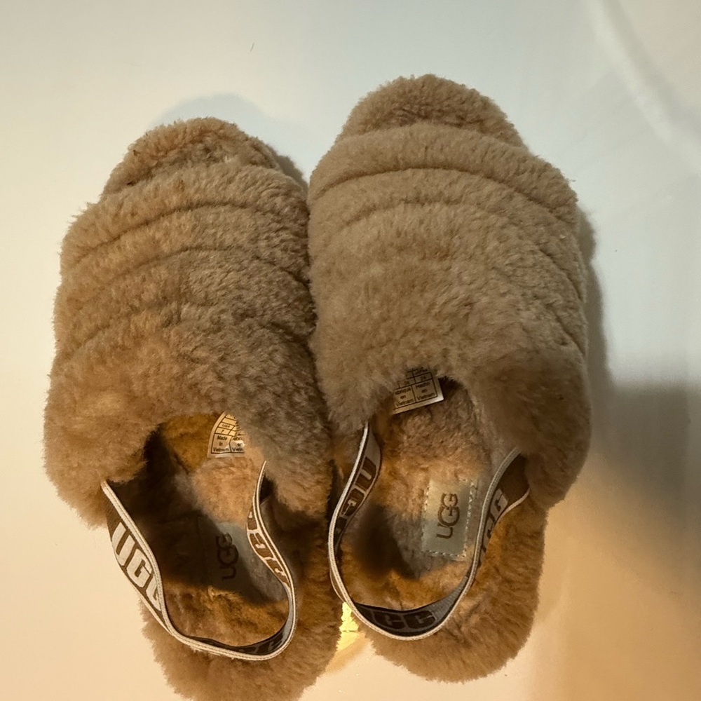 UGG Fluffy Tan Sandals